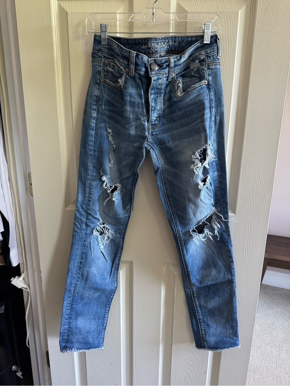 American Eagle Outfitters Men's Distressed Blue Skinny Jeans